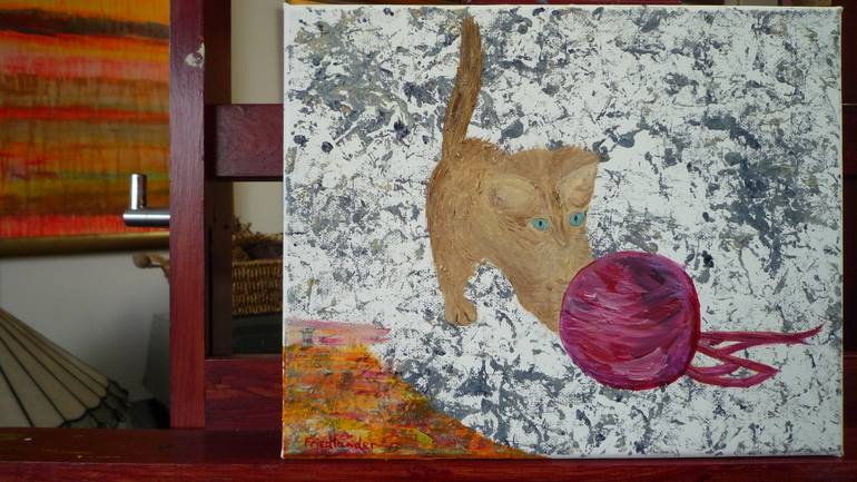 Original Expressionism Cats Painting by Laurence Friedlander