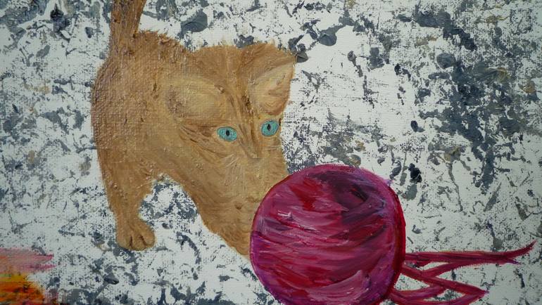 Original Expressionism Cats Painting by Laurence Friedlander