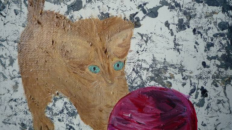 Original Expressionism Cats Painting by Laurence Friedlander