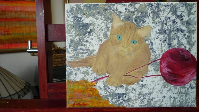 Original Expressionism Cats Painting by Laurence Friedlander