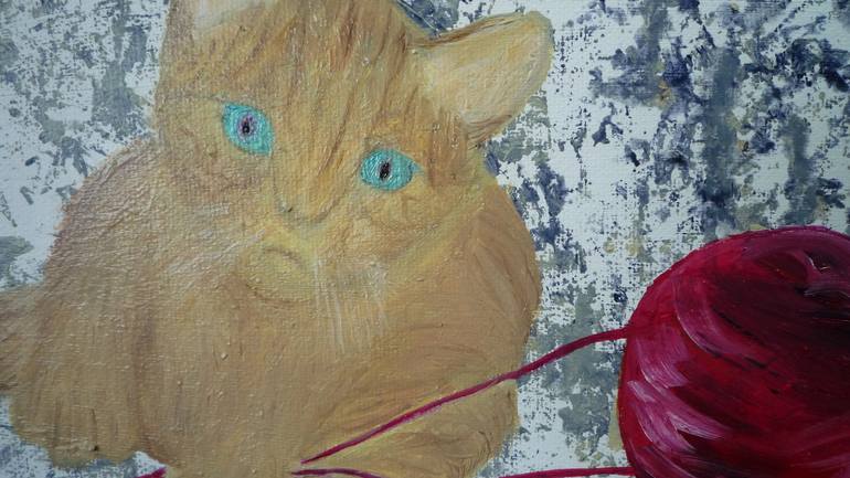 Original Expressionism Cats Painting by Laurence Friedlander