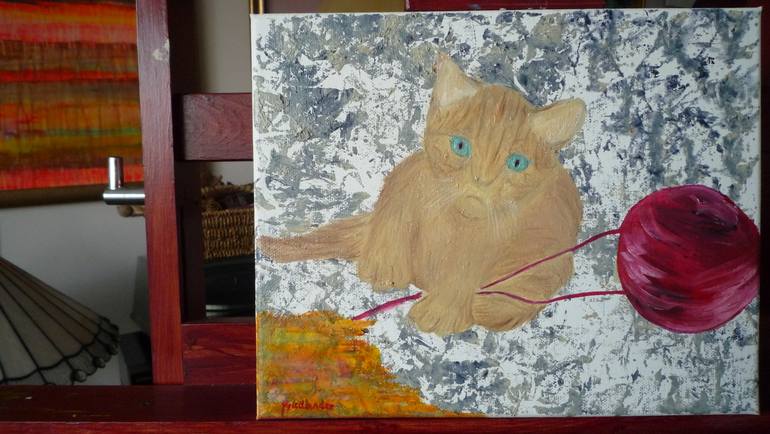 Original Expressionism Cats Painting by Laurence Friedlander