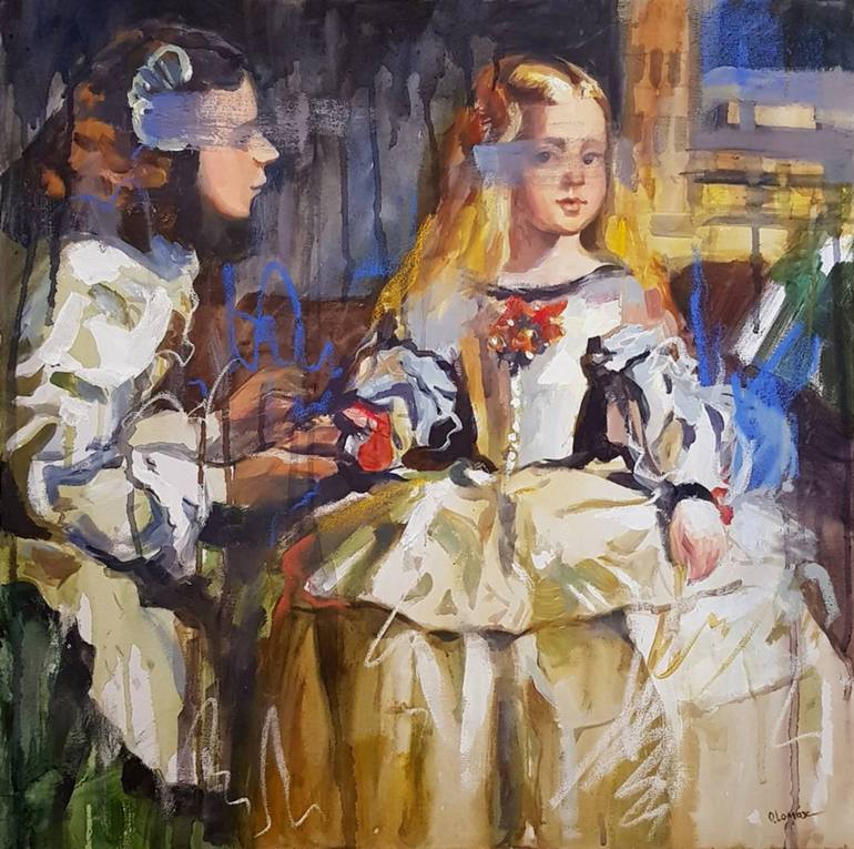 Las Meninas. Freilinos. Contemporary Fragment Painting. Painting