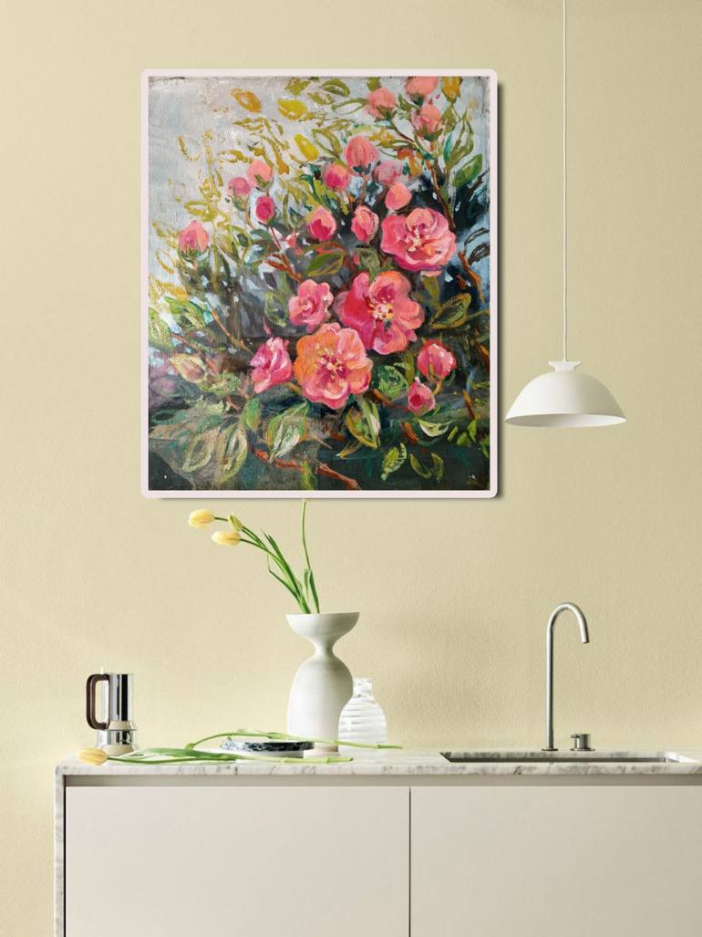 Original Impressionism Floral Painting by Olga Lomax