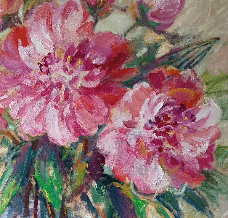 Original Impressionism Floral Painting by Olga Lomax