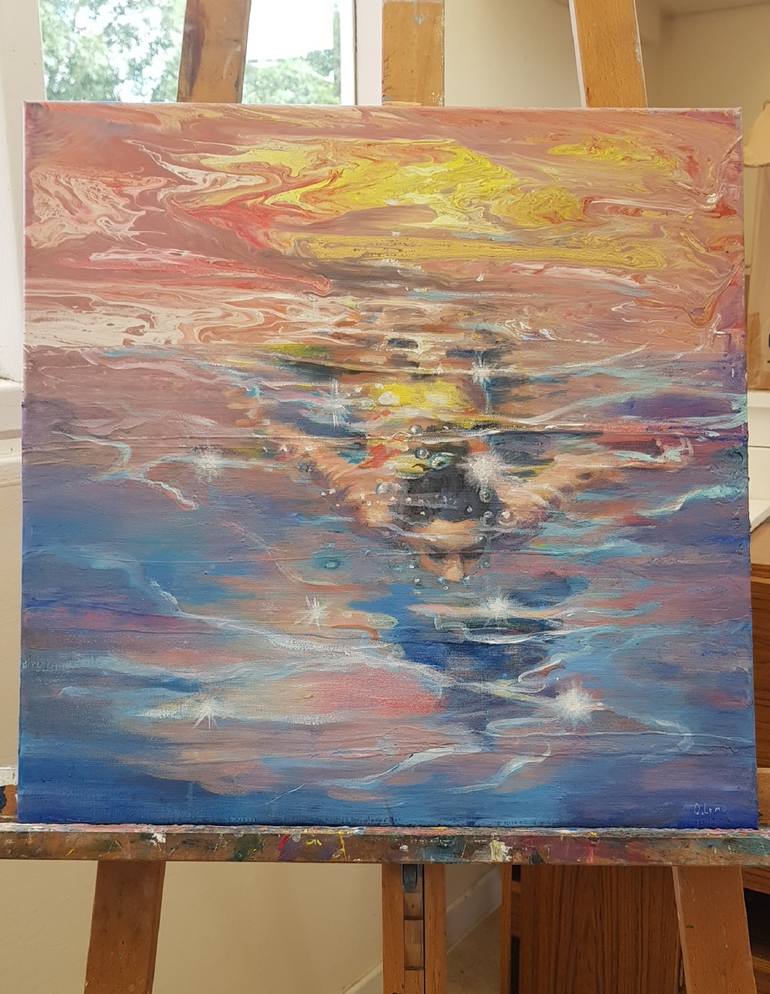 Original Abstract Expressionism Water Painting by Olga Lomax