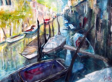 Print of Expressionism Cities Paintings by Violeta Damjanovic-Behrendt
