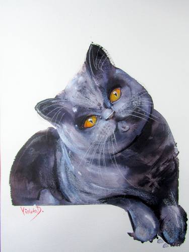 Original Modern Cats Paintings by Violeta Damjanovic-Behrendt