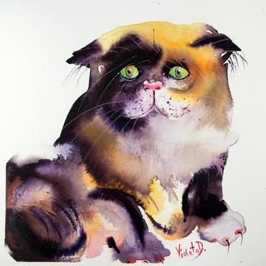 Print of Expressionism Cats Paintings by Violeta Damjanovic-Behrendt