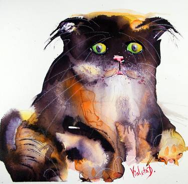 Print of Cats Paintings by Violeta Damjanovic-Behrendt