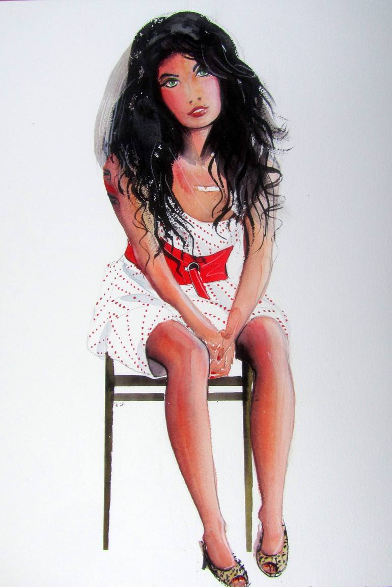 Original Figurative Portrait Painting by Violeta Damjanovic-Behrendt