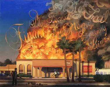 Saatchi Art Artist Alex Schaefer; Paintings, “Wells Fargo in Flames, Phoenix” #art