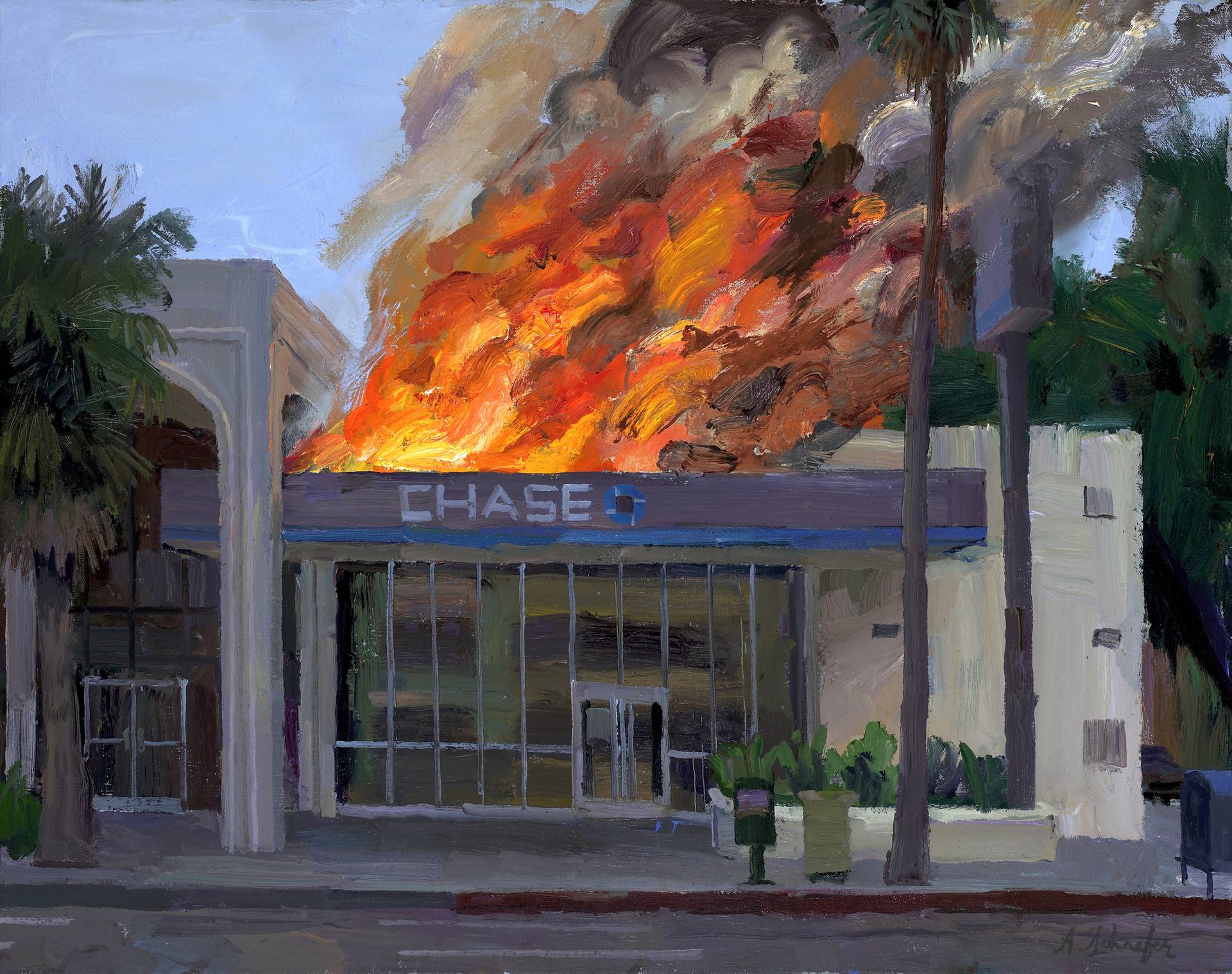 Chase Burning Painting by Alex Schaefer | Saatchi Art