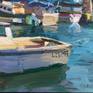 This is a plein air painting I pulled off in Santa Barbara at the harbor there. Sunshine and sailboats on a beautiful California afternoon. I set my easel and art supplies up right there on the dock and went for it. A captivating artwork for your home