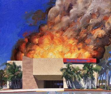 Saatchi Art Artist Alex Schaefer; Paintings, “Bank of America in Flames” #art