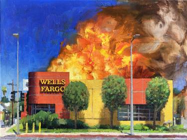 Saatchi Art Artist Alex Schaefer; Paintings, “Wells Fargo in Flames, the Valley” #art