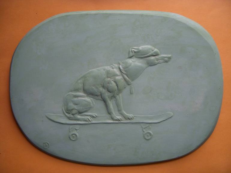 Original Figurative Dogs Sculpture by Adrian DiMetriou