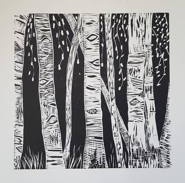 Original Illustration Tree Printmaking by Alison Moy