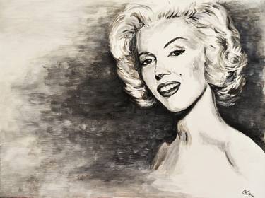 Marilyn Monroe, original painting, acrylic on paper with canvas-like surface 36x47cm thumb