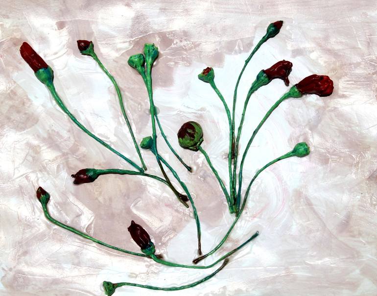 Original Art Deco Floral Mixed Media by Ganesh Bhat