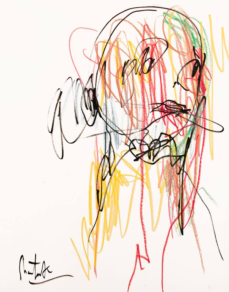 Original Abstract Portrait Drawing by Shateek Brown