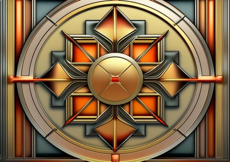 Original Geometric Drawing by Chuck Staley | Art Deco Art on Canvas | Geo Design 30