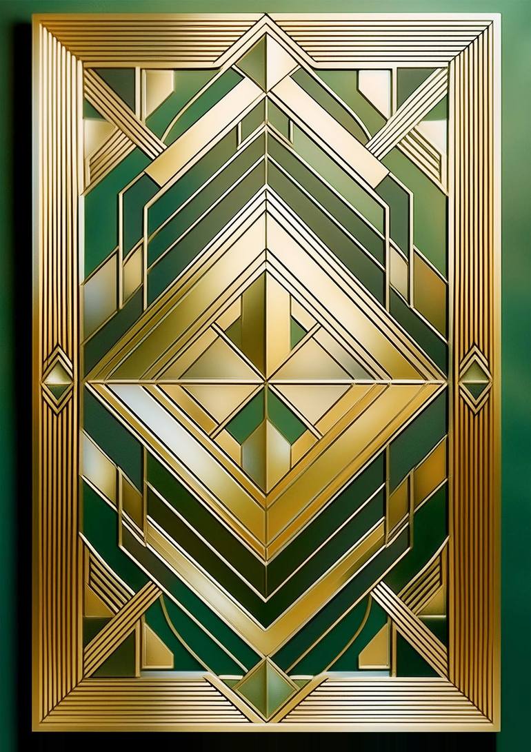 Original Geometric Digital by Chuck Staley | Art Deco Art on Canvas | Art Deco Design 11