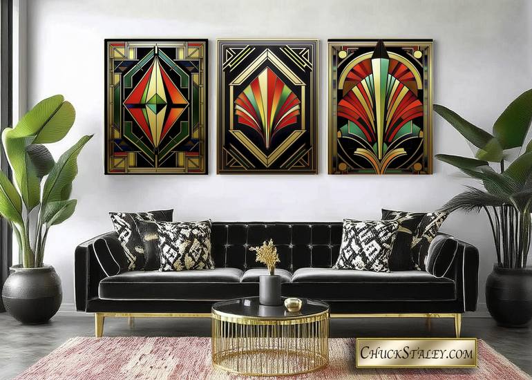 Original Art Deco Geometric Drawing by Chuck Staley