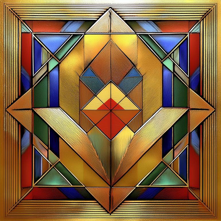 Original Geometric Digital by Chuck Staley | Art Deco Art on Canvas | Diamond Shape 2