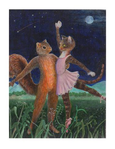 "In the Wee Hours". (Cat and Squirrel). thumb