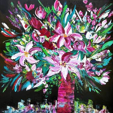 Original Abstract Expressionism Floral Paintings by Joelle Kem Lika