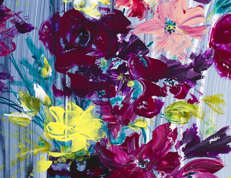 Original Abstract Expressionism Floral Painting by Joelle Kem Lika