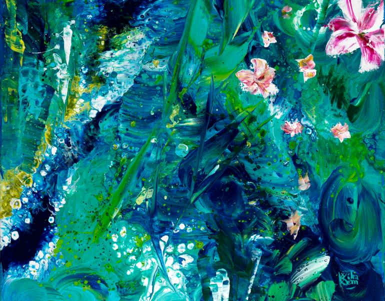 Original Abstract Expressionism Floral Painting by Joelle Kem Lika