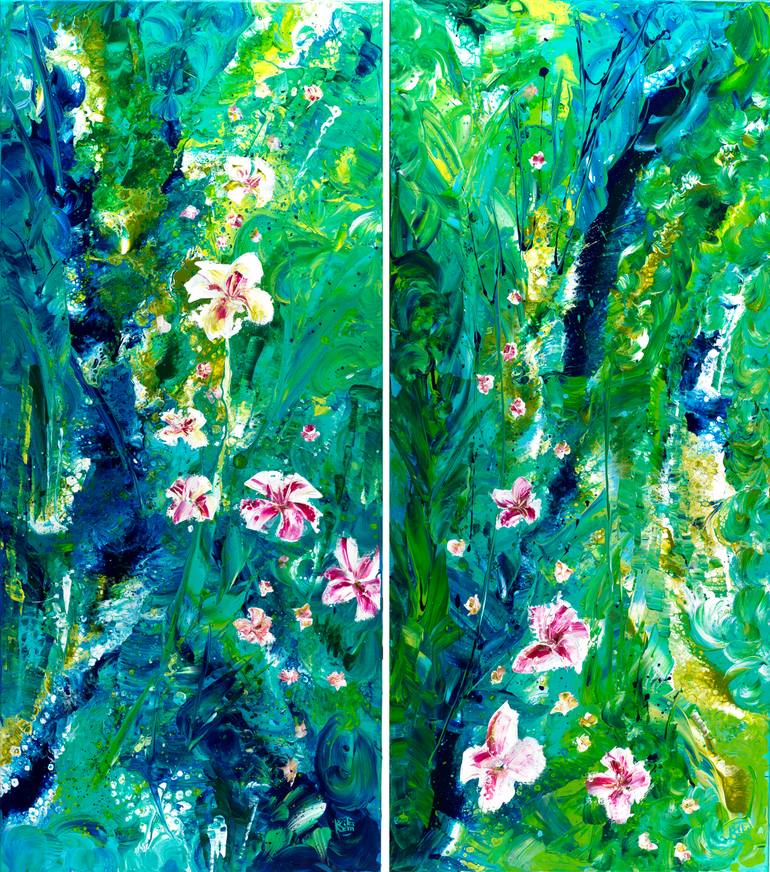 Original Abstract Expressionism Floral Painting by Joelle Kem Lika