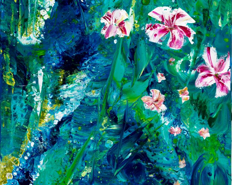 Original Abstract Expressionism Floral Painting by Joelle Kem Lika