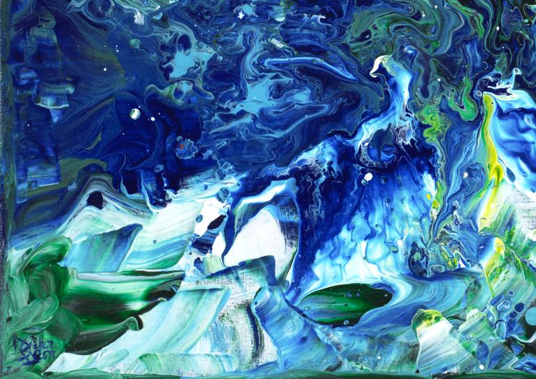 Original Abstract Expressionism Seascape Painting by Joelle Kem Lika