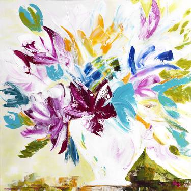 Print of Abstract Expressionism Floral Paintings by Joelle Kem Lika