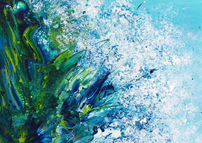 Original semi abstrait Seascape Painting by Joelle Kem Lika