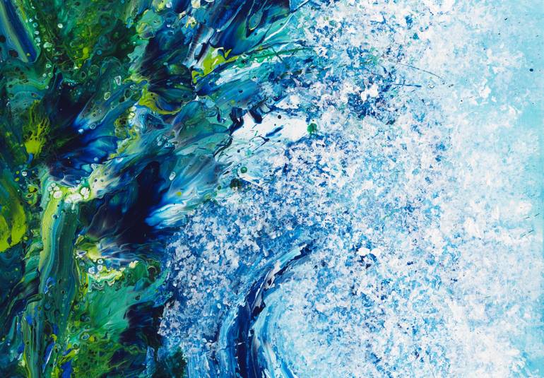 Original semi abstrait Seascape Painting by Joelle Kem Lika