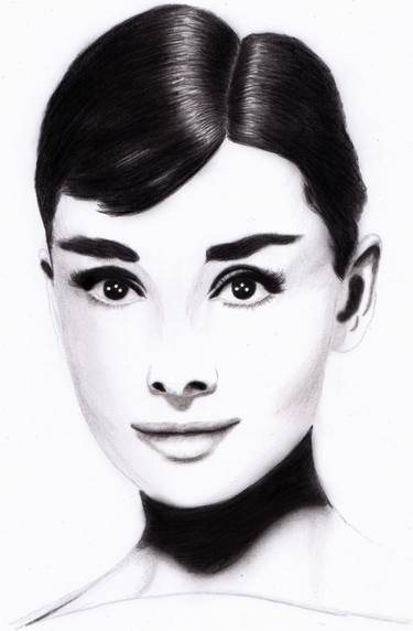 Audrey Hepburn Minimalistic Pencil Portrait thumb