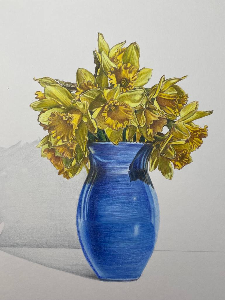 Original Fine Art Floral Drawing by Marie-Noëlle Erasmus