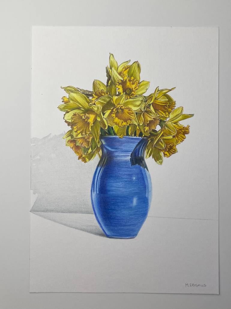 Original Fine Art Floral Drawing by Marie-Noëlle Erasmus