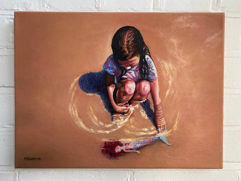 Original Romanticism Children Painting by Marie-Noëlle Erasmus