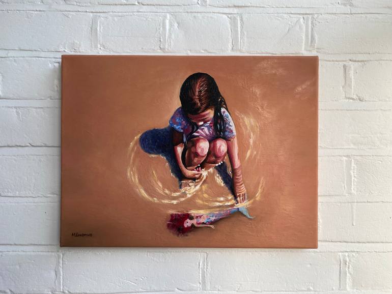 Original Romanticism Children Painting by Marie-Noëlle Erasmus