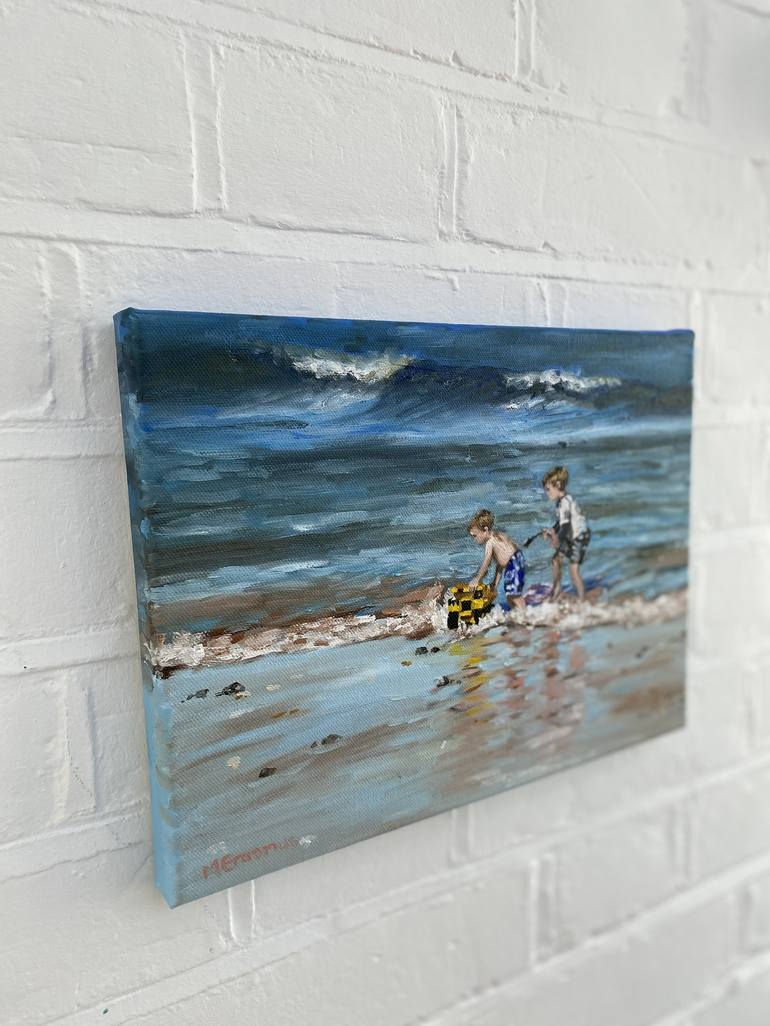 Original Expressionism Beach Painting by Marie-Noëlle Erasmus