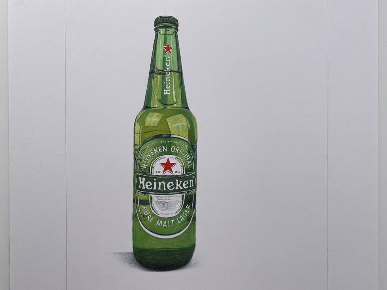 Heineken Drawing Drawing by Marie-Noëlle Erasmus | Saatchi Art