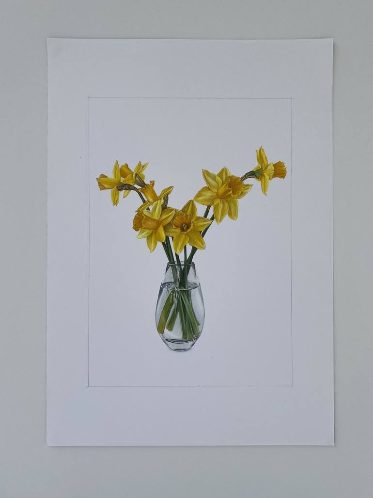 Original Fine Art Floral Drawing by Marie-Noëlle Erasmus