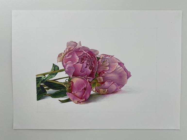 Original Realism Floral Drawing by Marie-Noëlle Erasmus