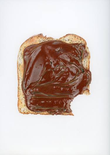 Nutella on Toast, with a bite missing, Drawing. thumb