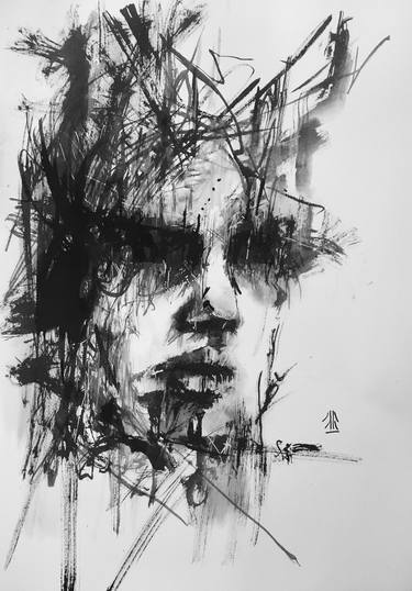 Original Abstract Expressionism Portrait Drawings by jerome royer